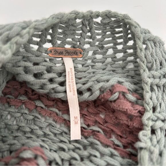 Free People wave after wave sleeveless sweater aqua and taupe stripe size Medium - Picture 5 of 6